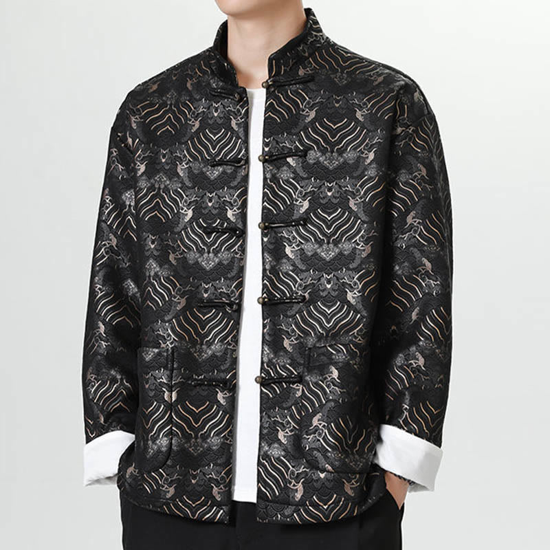 Traje chino Tang con Buddha Stones , camisa larga con forma de onda, chaqueta para hombre - image 4
