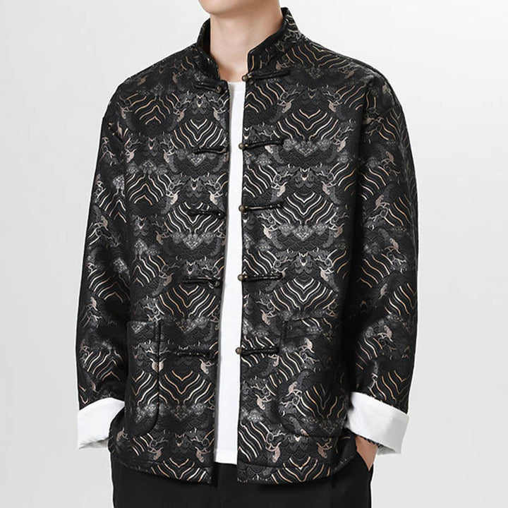 Traje chino Tang con Buddha Stones , camisa larga con forma de onda, chaqueta para hombre - image 4