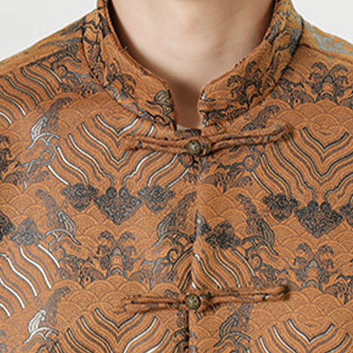 Traje chino Tang con Buddha Stones , camisa larga con forma de onda, chaqueta para hombre - image 27