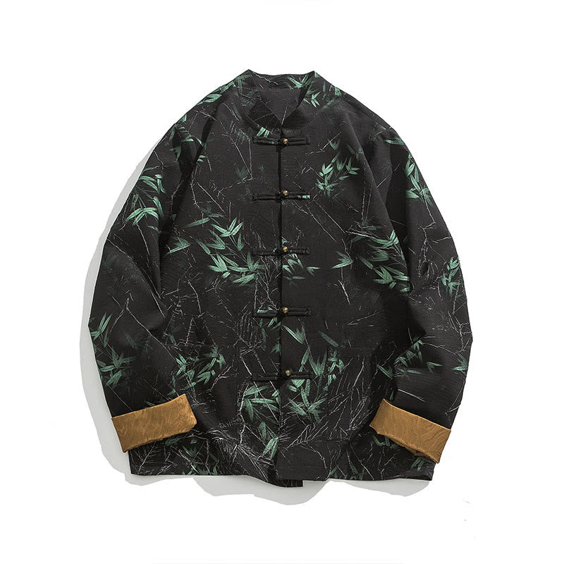 Chaqueta informal de licra con botones de rana y estampado de Buddha Stones para hombre - image 14