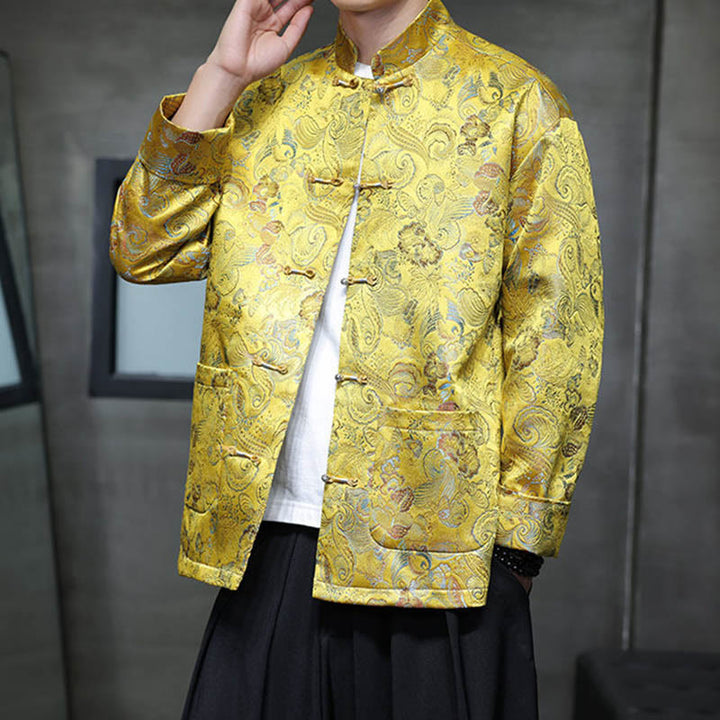 Traje chino Tang con Buddha Stones , camisa larga con cuello alto, chaqueta para hombre - image 19