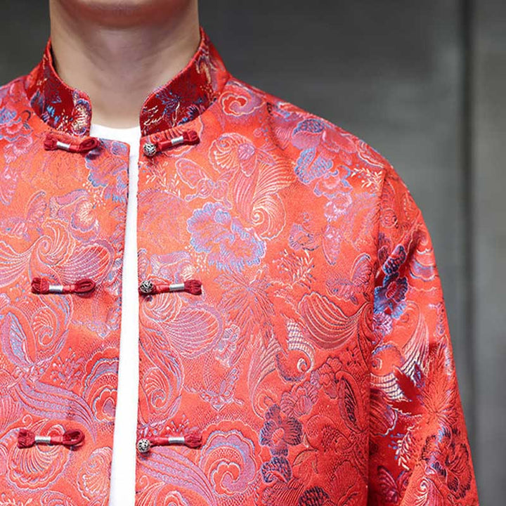 Traje chino Tang con Buddha Stones , camisa larga con cuello alto, chaqueta para hombre - image 14