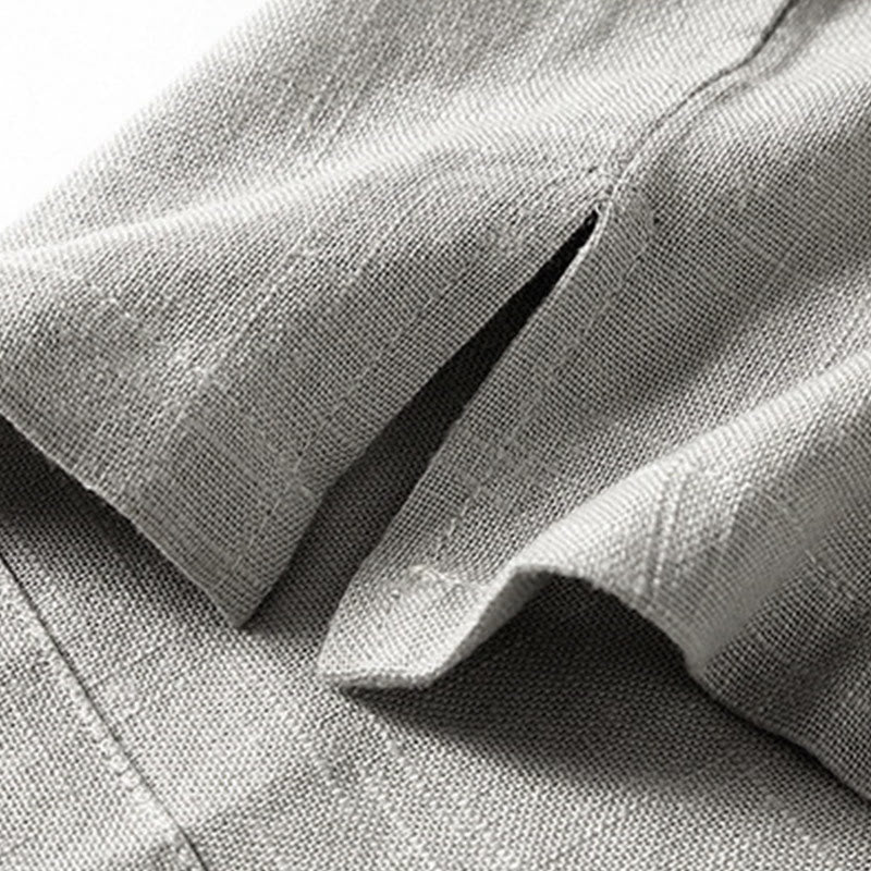 Camisa holgada de hombre con Buddha Stones , color liso, cuello con muescas, manga corta, cómoda, con botones, transpirable, de algodón y lino - image 10