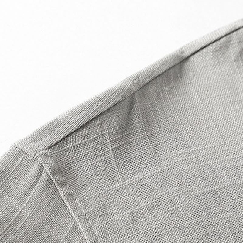 Camisa holgada de hombre con Buddha Stones , color liso, cuello con muescas, manga corta, cómoda, con botones, transpirable, de algodón y lino - image 8