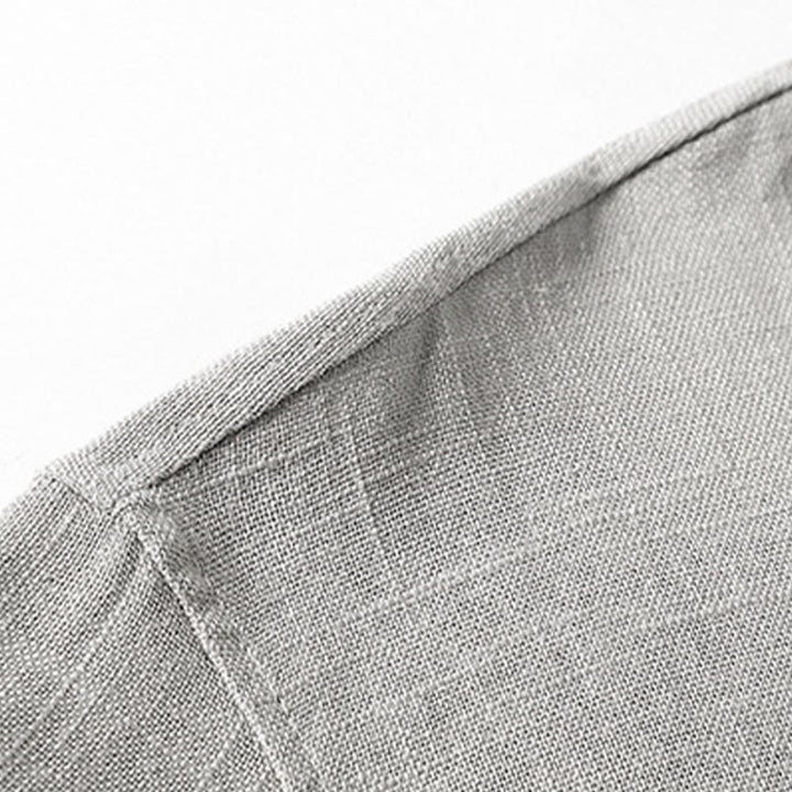 Camisa holgada de hombre con Buddha Stones , color liso, cuello con muescas, manga corta, cómoda, con botones, transpirable, de algodón y lino - image 8
