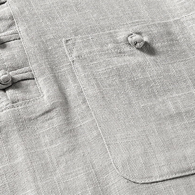 Camisa holgada de hombre con Buddha Stones , color liso, cuello con muescas, manga corta, cómoda, con botones, transpirable, de algodón y lino - image 9