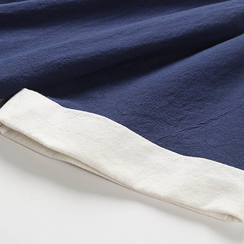 Camisa cómoda de algodón Hanfu con bordado de Buddha Stones de dos piezas para hombre, de media manga y falso cárdigan - image 10