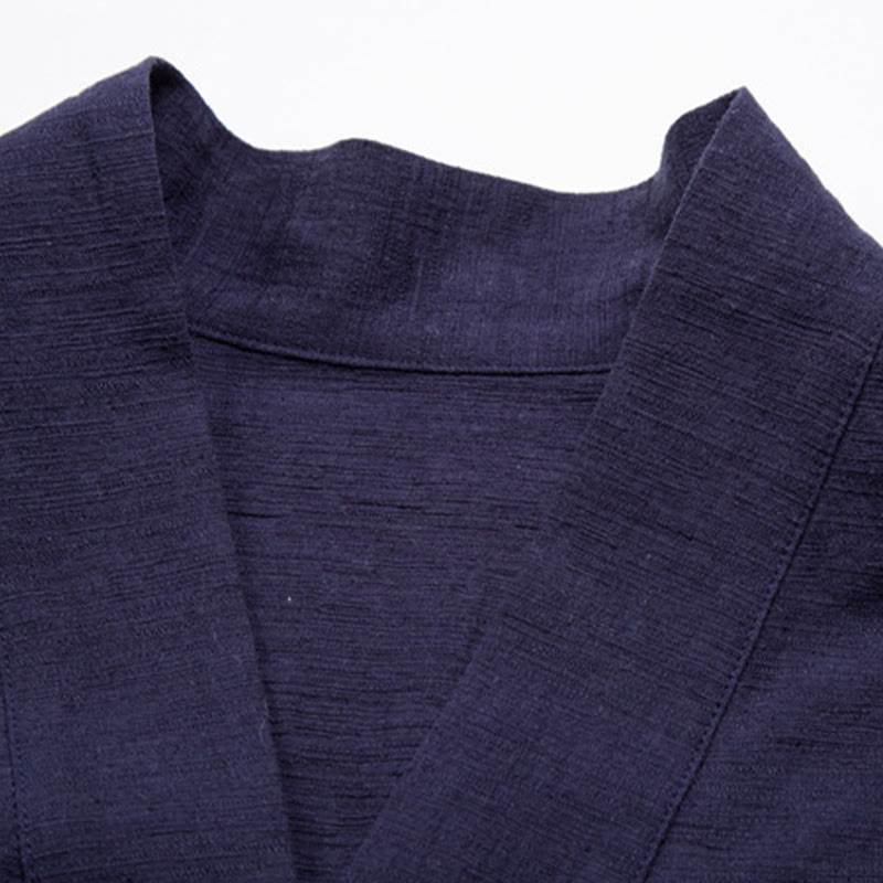 Camisa de manga corta para hombre Buddha Stones con bolsillo y cuello en V, cómoda, de algodón y lino. - image 8