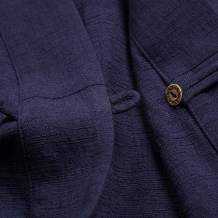 Camisa de manga corta para hombre Buddha Stones con bolsillo y cuello en V, cómoda, de algodón y lino. - image 11