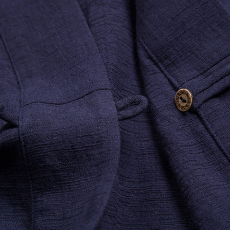 Camisa de manga corta para hombre con Buddha Stones y bolsillo, cuello con muescas, cárdigan, camisa cómoda de lino y algodón - image 11