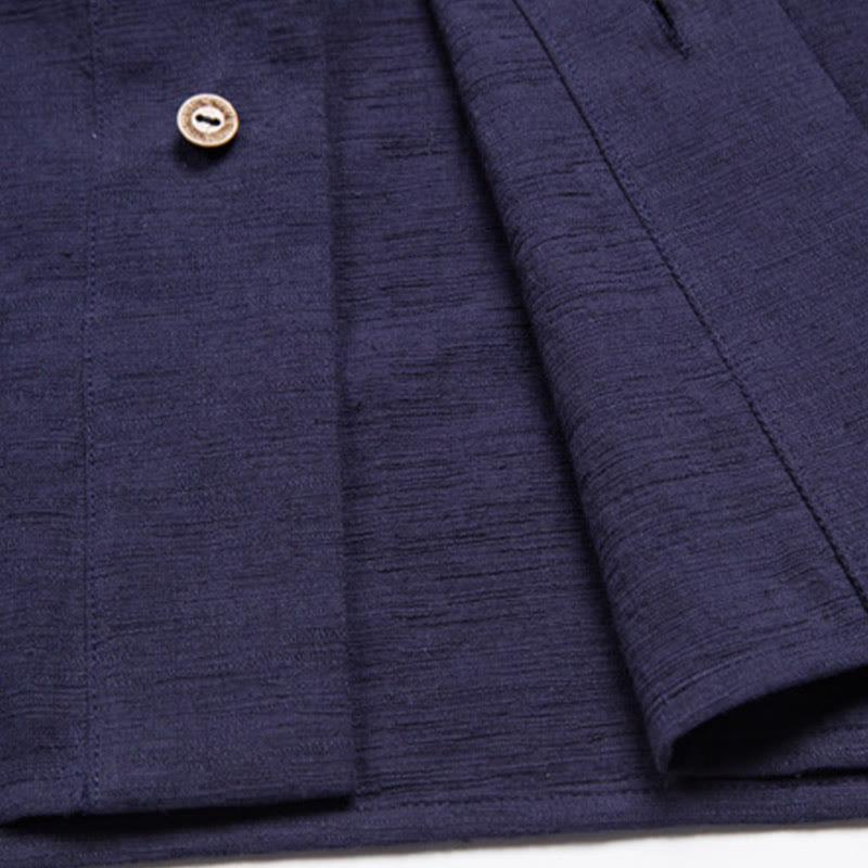 Camisa de manga corta para hombre Buddha Stones con bolsillo y cuello en V, cómoda, de algodón y lino. - image 12