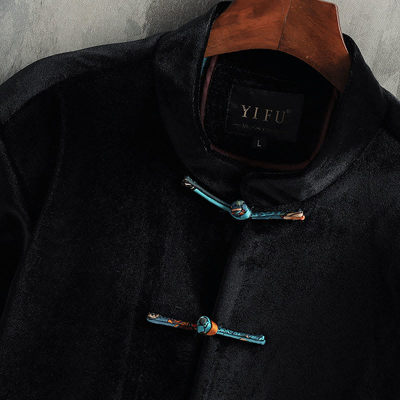 Traje Tang con Buddha Stones , cuello redondo, botones de rana, chaqueta de algodón para hombre, camisa, ropa - image 7