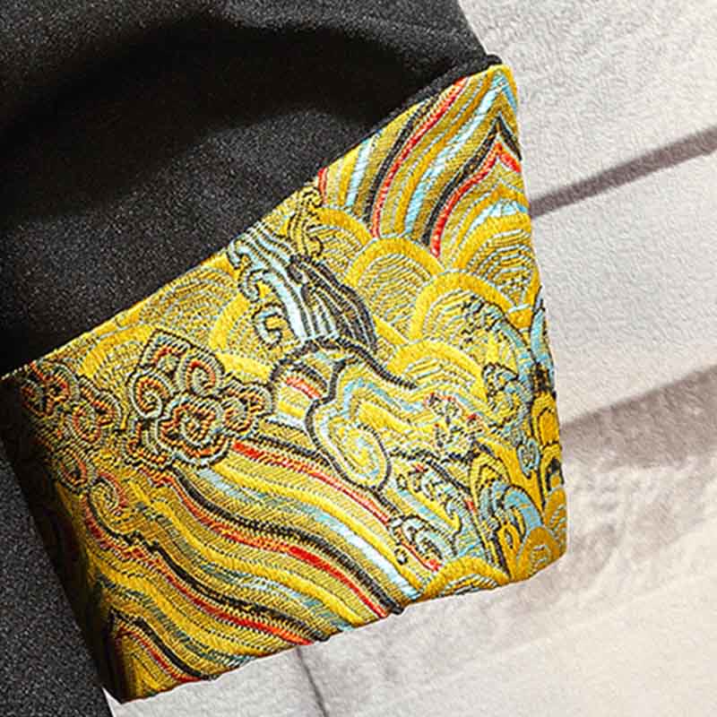 Chaqueta de algodón con botones de rana para hombre, informal, con bordado de Buddha Stones , dragón y fénix - image 11