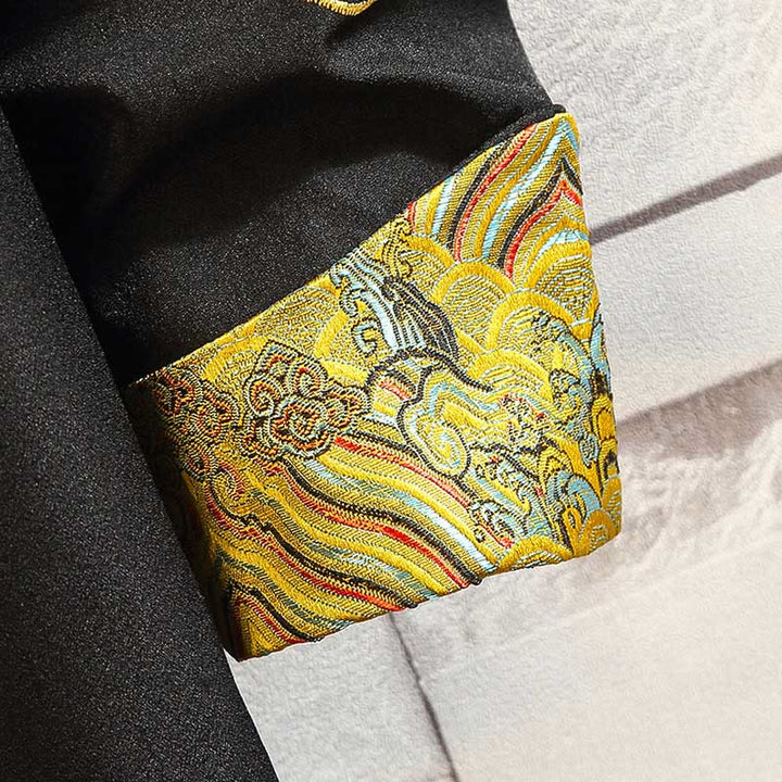 Chaqueta de algodón con botones de rana para hombre, informal, con bordado de Buddha Stones , dragón y fénix - image 14