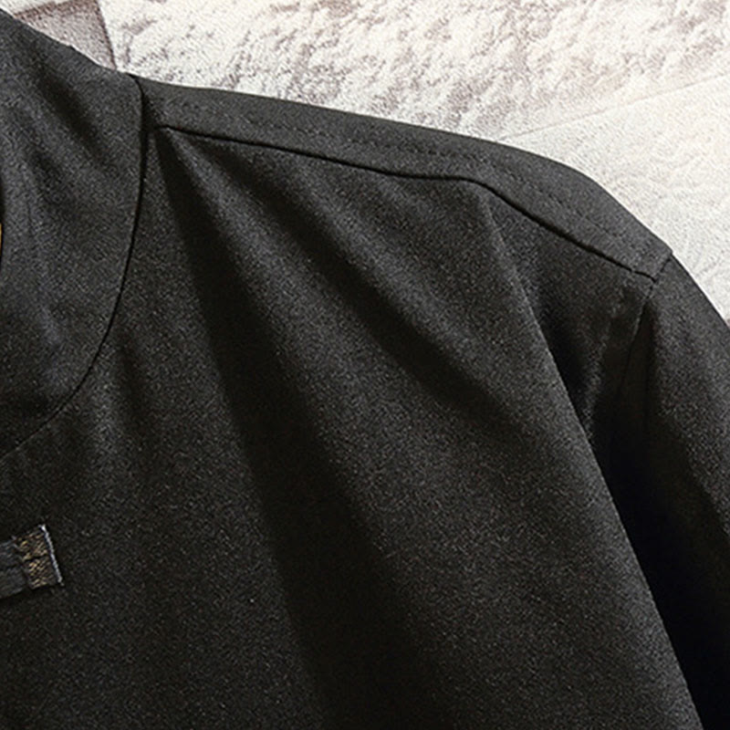 Chaqueta de algodón con botones de rana para hombre, informal, con bordado de Buddha Stones , dragón y fénix - image 5