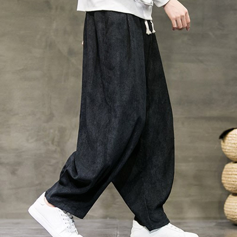 Pantalones bombachos casuales de algodón liso con bolsillos para hombre de Buddha Stones - image 1