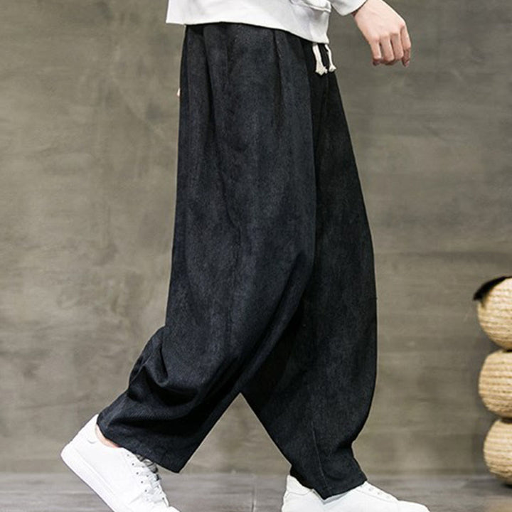Pantalones bombachos casuales de algodón liso con bolsillos para hombre de Buddha Stones - image 1