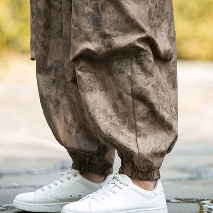 Pantalones casuales de pana de algodón con flores y Buddha Stones para hombre con bolsillos grandes - image 14
