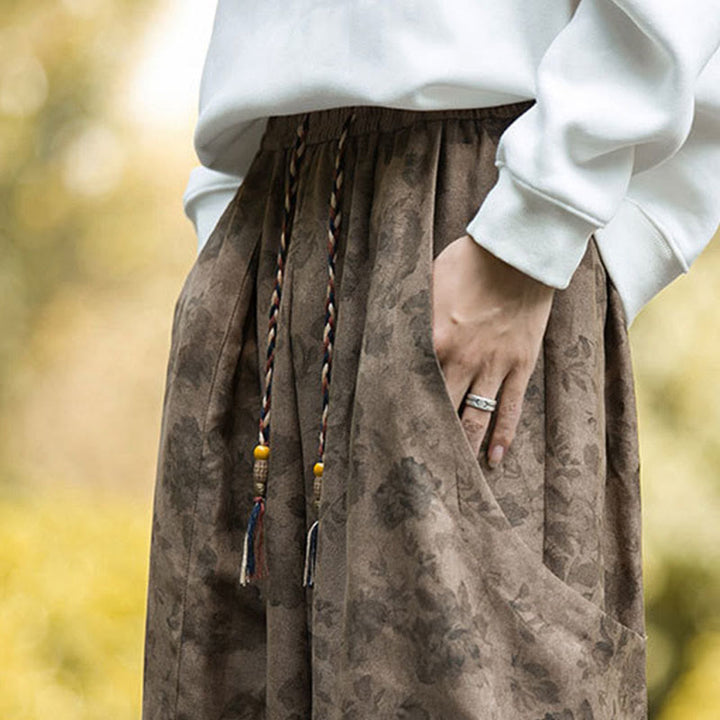 Pantalones casuales de pana de algodón con flores y Buddha Stones para hombre con bolsillos grandes - image 11