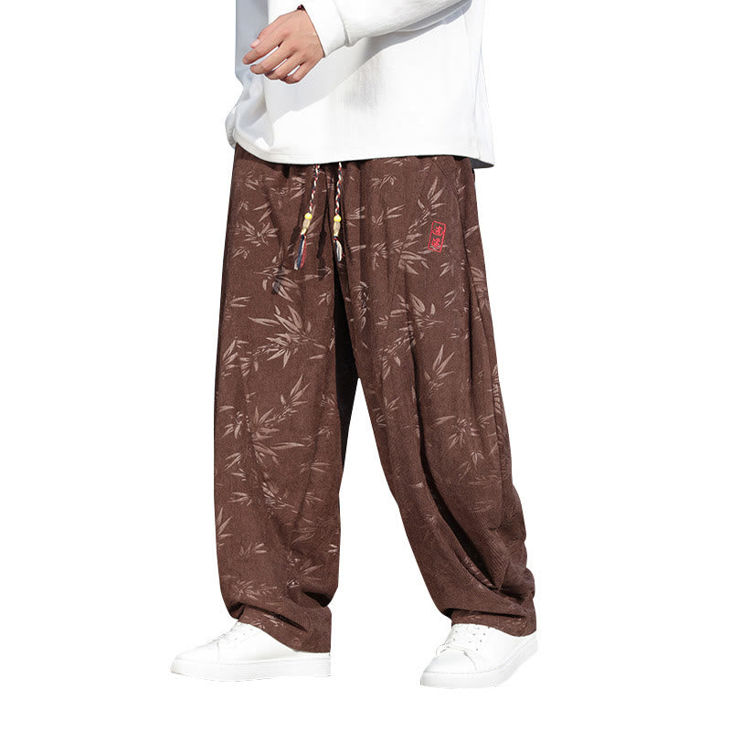 Pantalones casuales de algodón para hombre con bolsillos y hojas bordadas con Buddha Stones - image 22