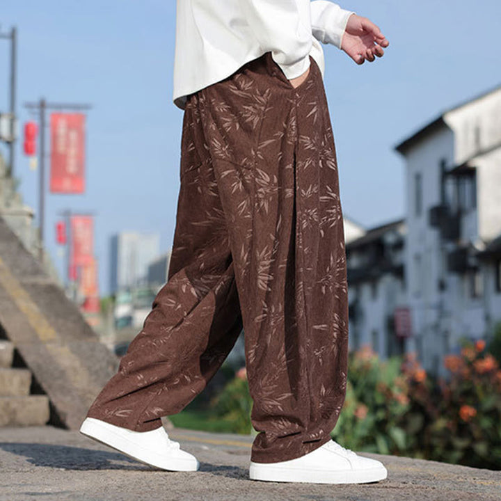 Pantalones casuales de algodón para hombre con bolsillos y hojas bordadas con Buddha Stones - image 13