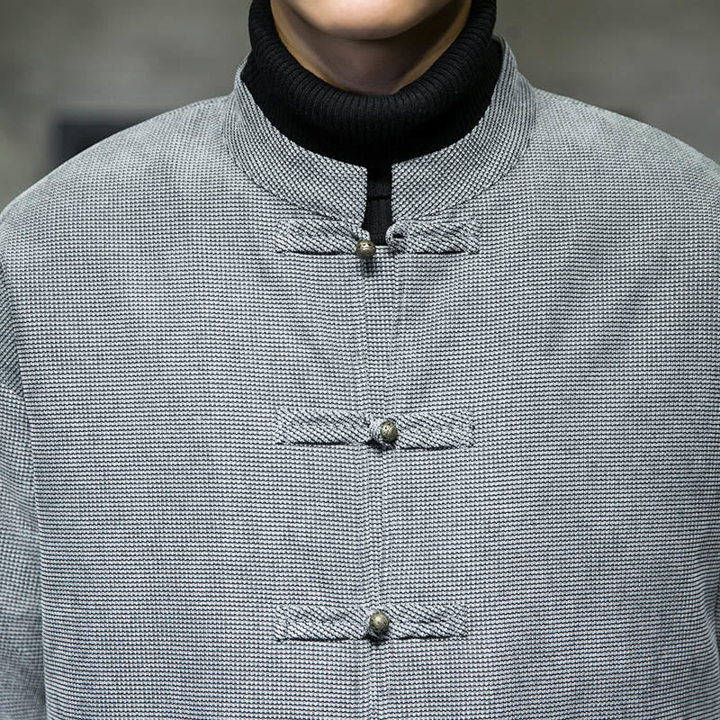 Chaqueta y camisa para hombre con botones de rana en color liso con Buddha Stones - image 25