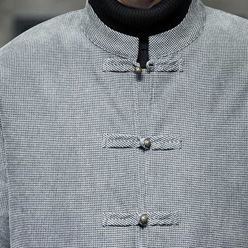 Chaqueta y camisa para hombre con botones de rana en color liso con Buddha Stones - image 24