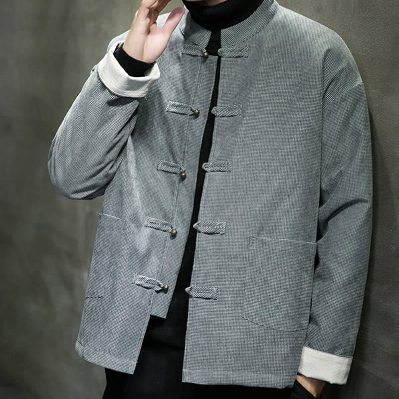 Chaqueta y camisa para hombre con botones de rana en color liso con Buddha Stones - image 21