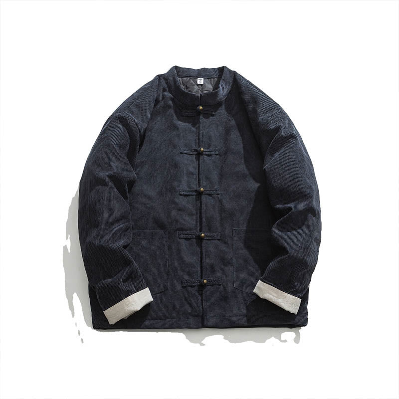 Chaqueta y camisa de algodón con botones de rana en color liso con Buddha Stones para hombre - image 8