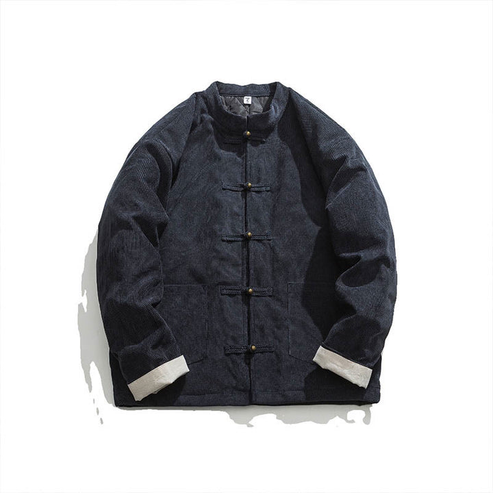 Chaqueta y camisa para hombre con botones de rana en color liso con Buddha Stones - image 7