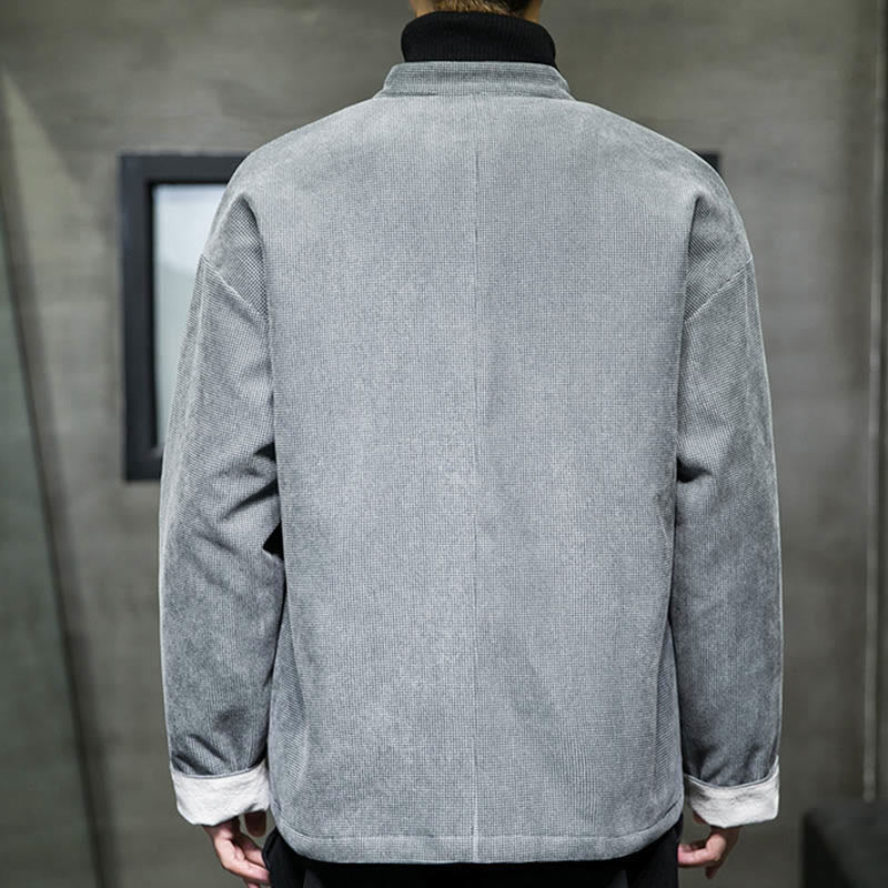 Chaqueta y camisa de algodón con botones de rana en color liso con Buddha Stones para hombre - image 20