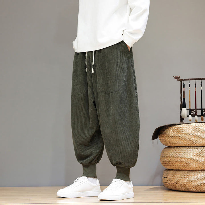 Pantalones harén de algodón lisos e informales para hombre con bolsillos y Buddha Stones - image 24