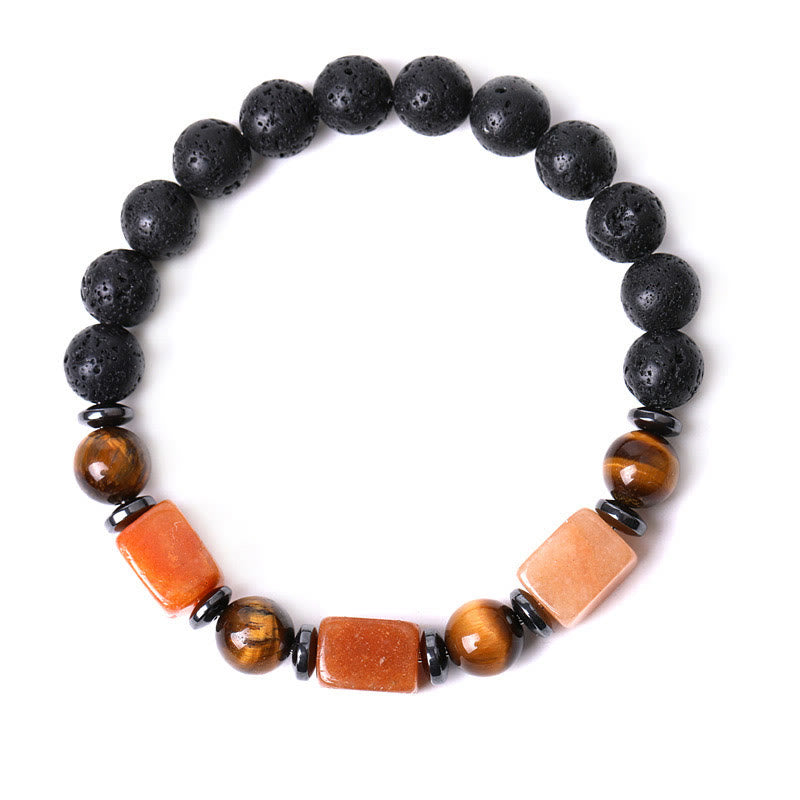 Pulsera de piedra de lava con cristales variados y Buddha Stones