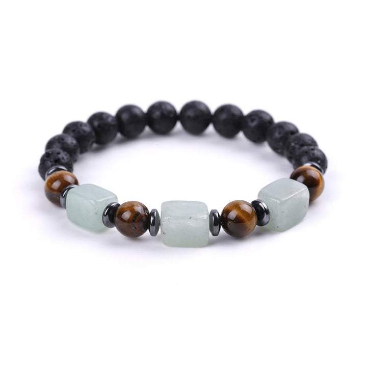 Pulsera de piedra de lava con cristales variados y Buddha Stones