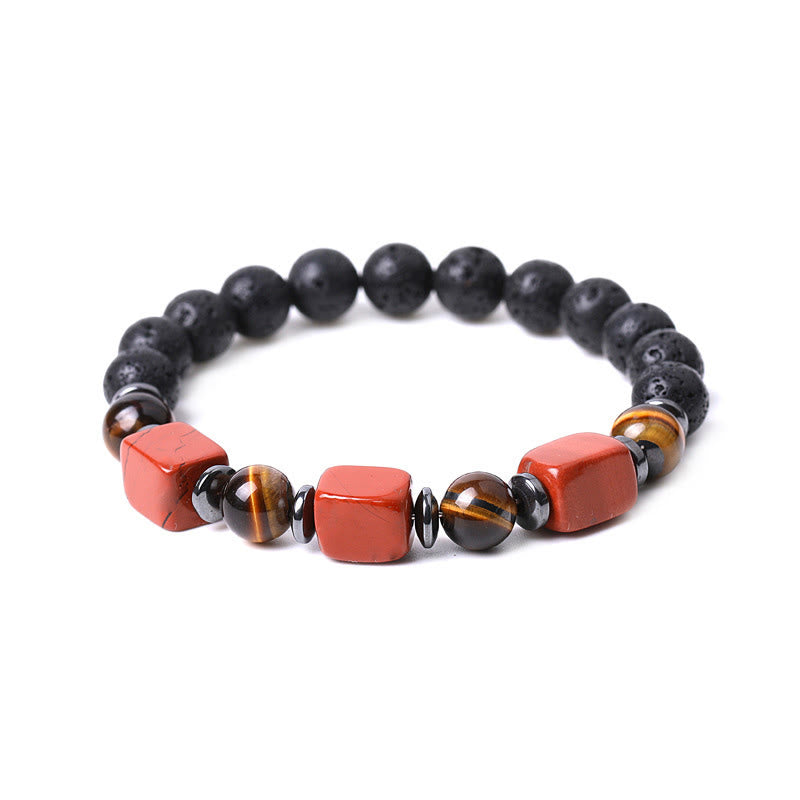 Pulsera de piedra de lava con cristales variados y Buddha Stones