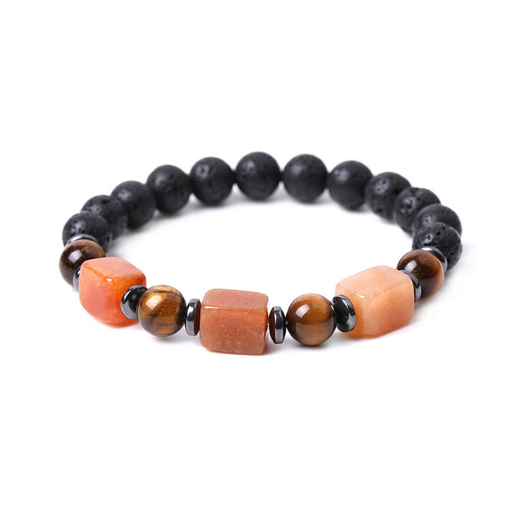 Pulsera de piedra de lava con cristales variados y Buddha Stones