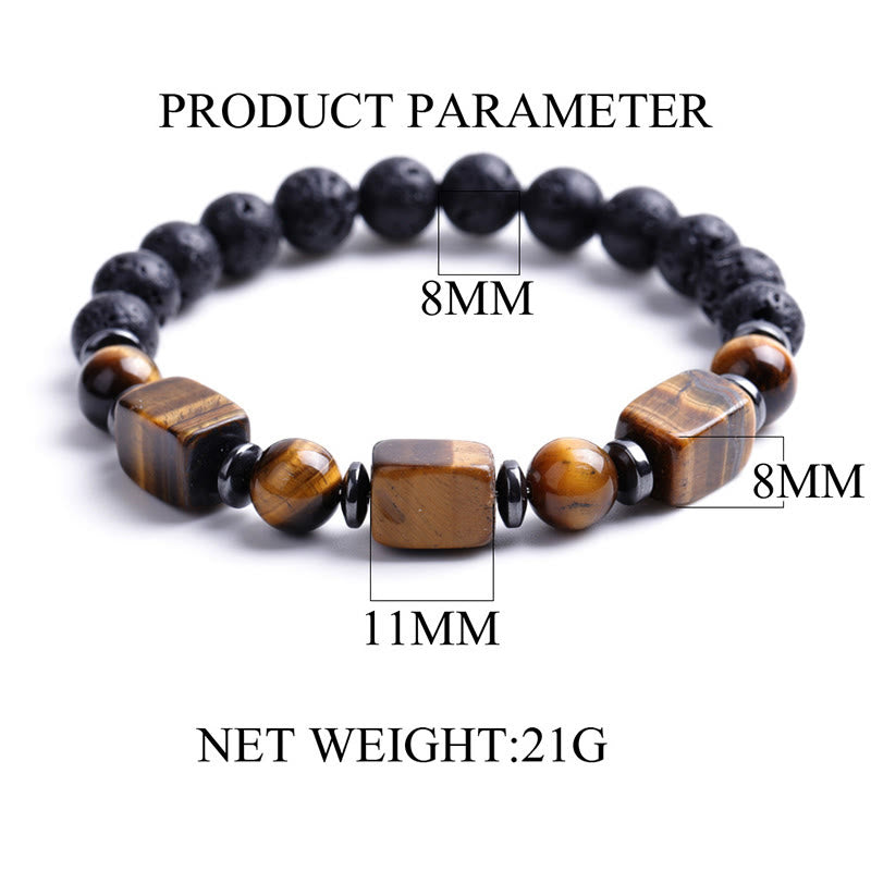 Pulsera de piedra de lava con cristales variados y Buddha Stones