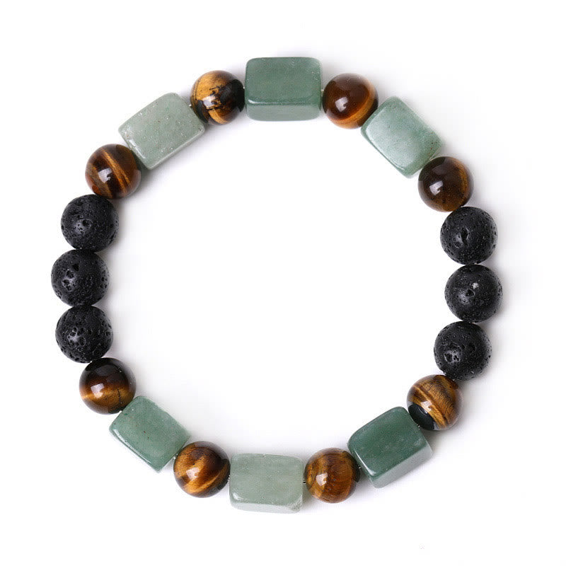Pulsera de soporte de piedra de lava con amatista y cubo de varios cristales y Buddha Stones