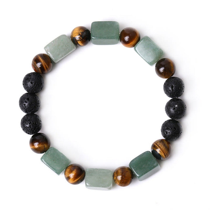 Pulsera de soporte de piedra de lava con amatista y cubo de varios cristales y Buddha Stones