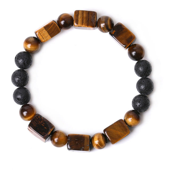 Pulsera de soporte de piedra de lava con amatista y cubo de varios cristales y Buddha Stones