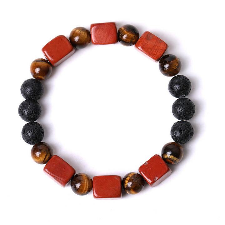 Pulsera de soporte de piedra de lava con amatista y cubo de varios cristales y Buddha Stones
