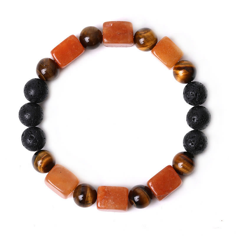 Pulsera de soporte de piedra de lava con amatista y cubo de varios cristales y Buddha Stones