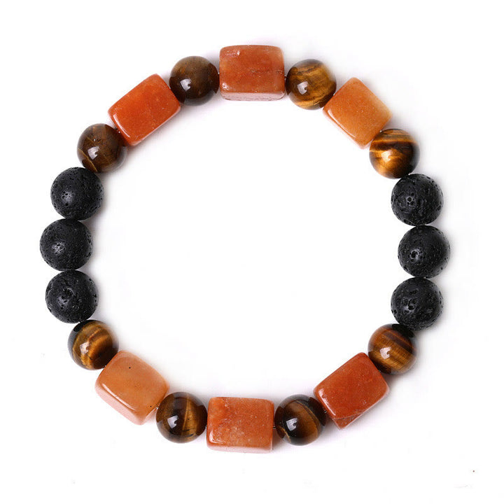 Pulsera de soporte de piedra de lava con amatista y cubo de varios cristales y Buddha Stones