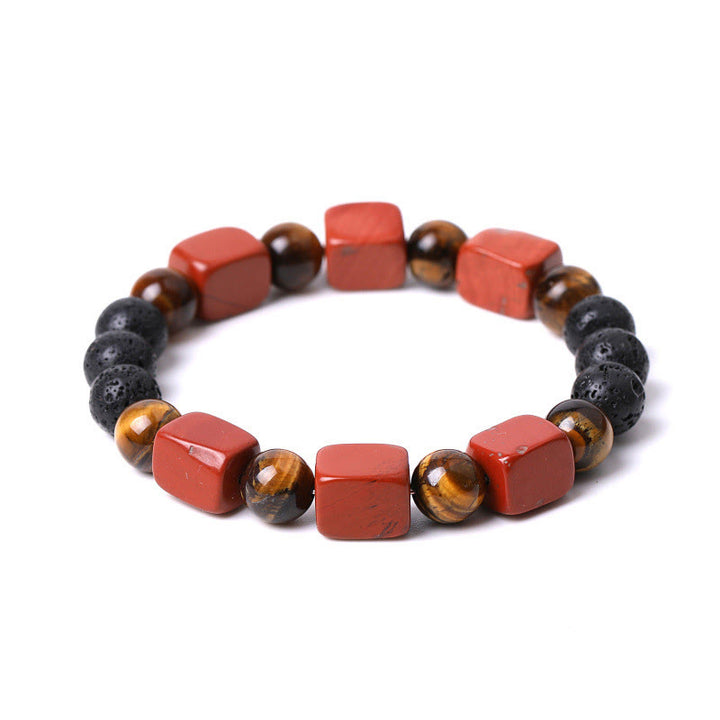 Pulsera de soporte de piedra de lava con amatista y cubo de varios cristales y Buddha Stones