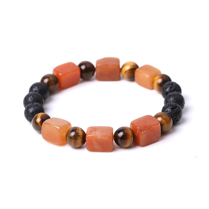 Pulsera de soporte de piedra de lava con amatista y cubo de varios cristales y Buddha Stones