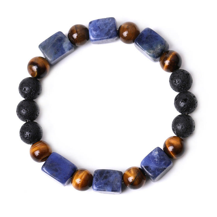Pulsera de soporte de piedra de lava con amatista y cubo de varios cristales y Buddha Stones