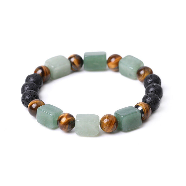 Pulsera de soporte de piedra de lava con amatista y cubo de varios cristales y Buddha Stones