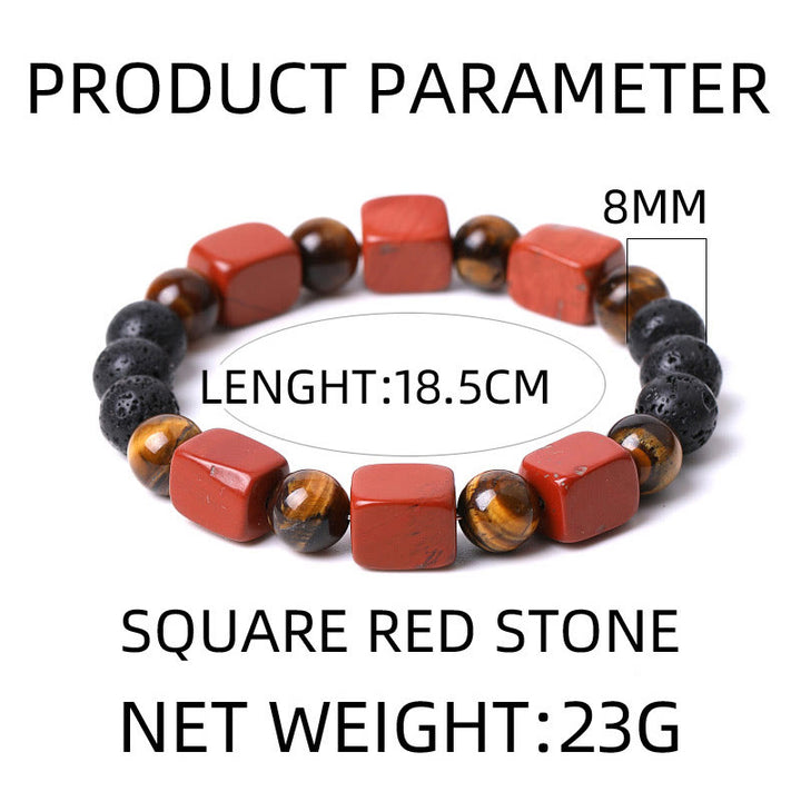 Pulsera de soporte de piedra de lava con amatista y cubo de varios cristales y Buddha Stones