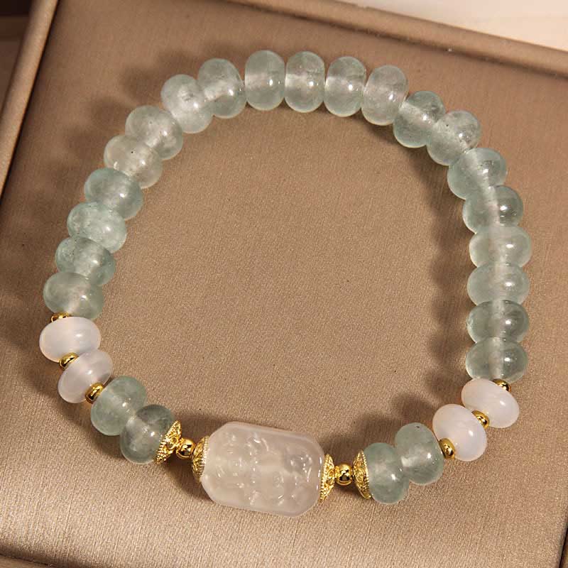 Pulsera Serenity con cuentas de ábaco de jade y aguamarina de Buddha Stones