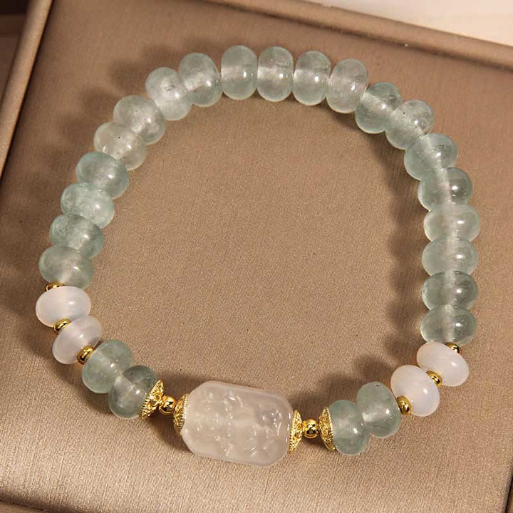 Pulsera Serenity con cuentas de ábaco de jade y aguamarina de Buddha Stones